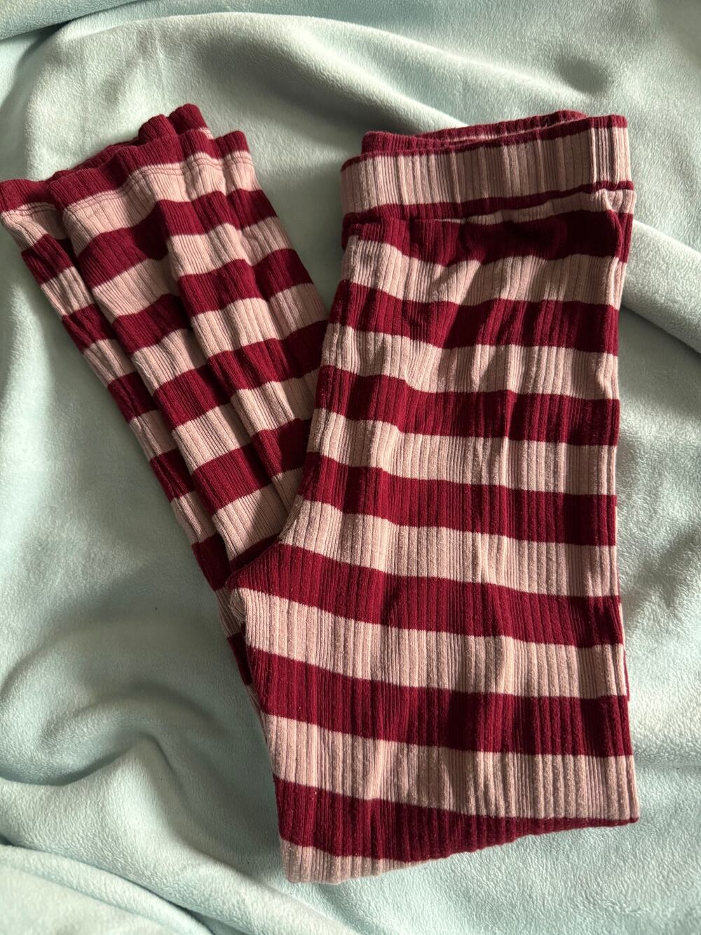 Kate Quinn Ruby Pink Big Stripe Ribbed Classic Legging Pants 7Y Organic Cotton